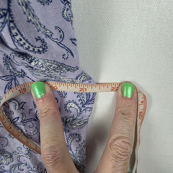 J. Jill Love Linen Purple Paisley Boho Popover Blouse Border Print Boxy Sz Med - Picture 6 of 7